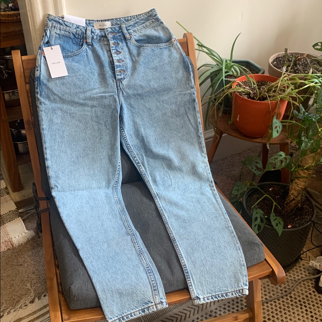 Nwt Decade Studio Raw Denim Pamela Jeans In Porto Wash